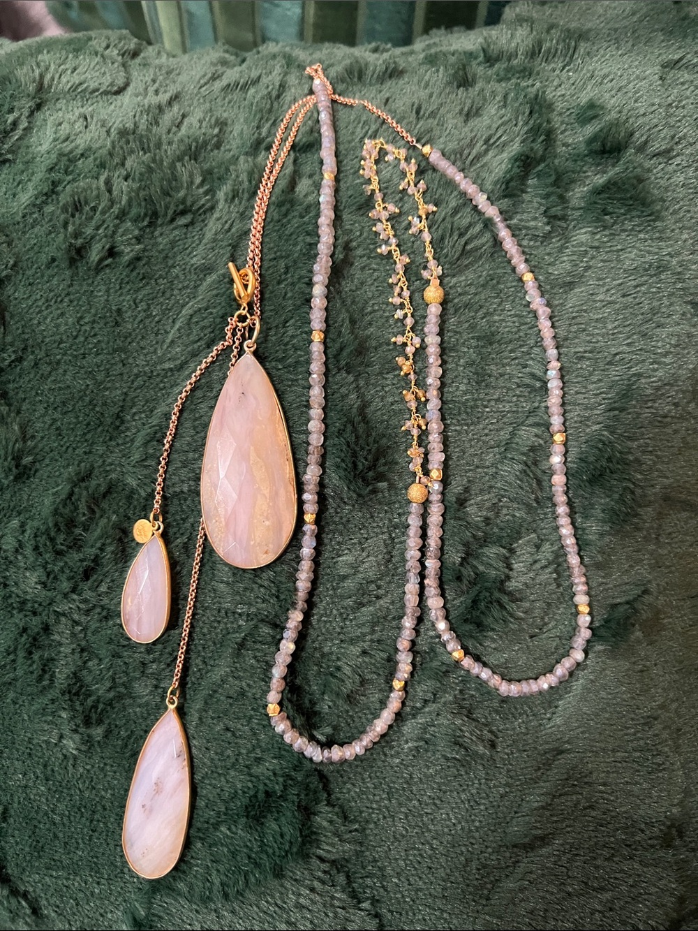 Catherine Page stone Faceted Teardrop Layered Necklace with Gold Tone
